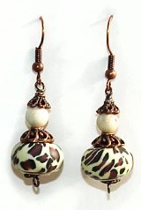 Cheetah Print Lampwork Bead Earrings