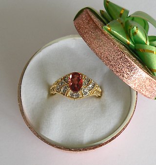 Red Labradorite Ring