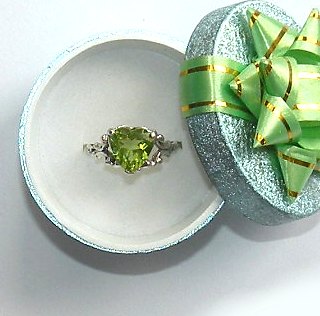 Heart shaped Peridot Ring