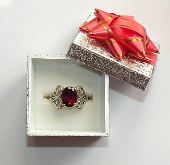 Red Garnet Filigree Ring