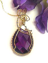 Amethyst CZ Gold Sculpted Pendant